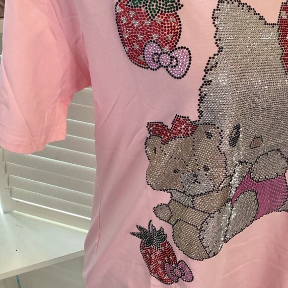 HELLO KITTY NEW BLING PINK TEE SIZE MED - Picture 3 of 5